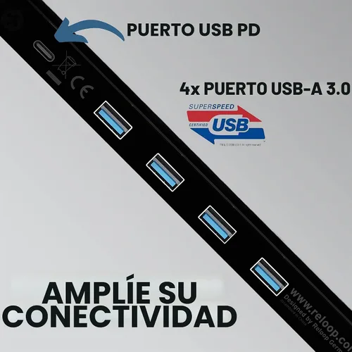 Vista 4 de Reloop Soporte avanzado para portátil con USB-C PD Hub (AMS, negro (AMS-STAND-HUB)