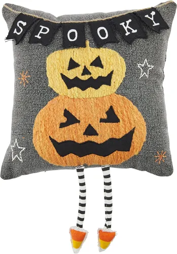 Vista 4 de Mud Pie Almohada colgante de Halloween, fantasma, 9 x 9 pulgadas