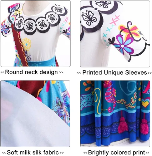 Vista 4 de PAINEOMN Isabella Dress, Isabella Costume Mirabel Dress for Girls Halloween Cosplay Costume Outfits for Kids