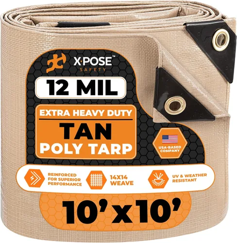 Vista 158 de Xpose Safety Lona protectora de polietileno plateado resistente de 5 x 7 pies - Funda protectora multiusos - Duradera, resistente al agua
