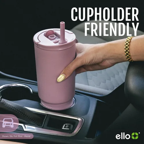Vista 6 de Ello Port Taza de 30 oz con asa de transporte y mango integrado Botella de agua reutilizable de acero inoxidable con aislamiento al vacío
