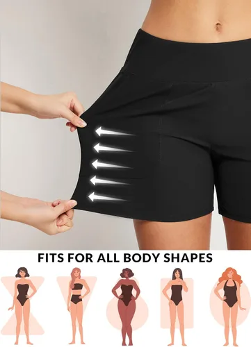 Vista 2 de baleaf Traje de baño de cintura alta de 3, 5, 7, 9 pulgadas, para mujer, de secado rápido, con bolsillos