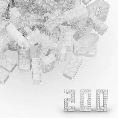 Vista 3 de Bloque clásico de ladrillos a granel de 2 x 4, 100 piezas de ladrillo de construcción amarillo albaricoque, compatible con piezas y piezas Lego