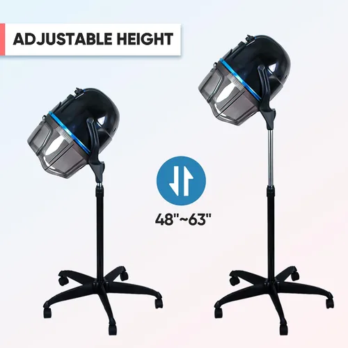 Vista 4 de ZENY Secador de Cabello de Pie de 1300W Ajustable de Piso con Capó con Capucha con Ruedas Rodantes Equipo Profesional de Salón para Belleza y Secado