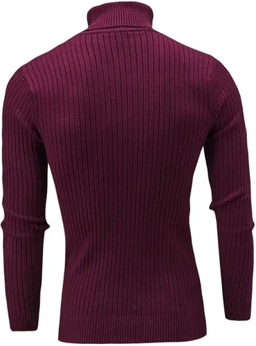 Vista 2 de PUTEARDAT Suéter para hombre, suéter de punto con cuello alto, cremallera a la moda, para ocio, de manga larga