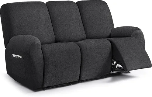 Vista 24 de ANARACHON Fundas para sillas reclinables con aspecto de cuero, funda elástica de 4 piezas, funda suave para silla reclinable, protector de muebles