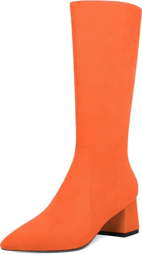 Vista 11 de MOVINSTEPS Botas de tacón bajo grueso con cremallera y puntera puntiaguda para mujer, de 2.0 in Verde militar