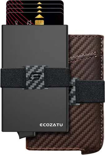 Vista 9 de Cartera delgada de aluminio con tarjetero, Negro carbón, Minimalista