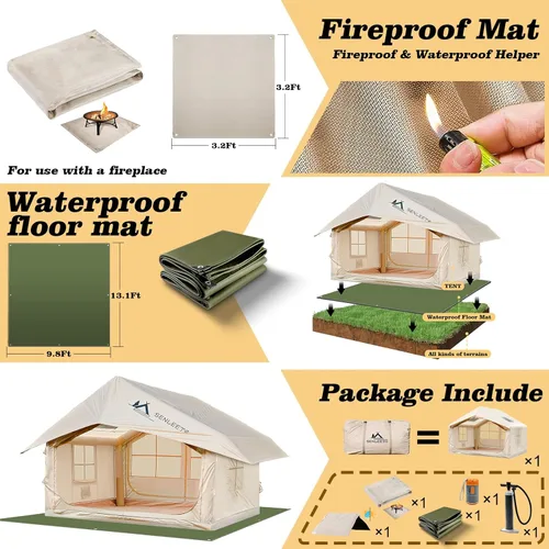 Vista 2 de SENLEETO Tiendas inflables para acampar, gran tienda de camping inflable con bomba manual, tiendas inflables fáciles de montar para 4-6 personas