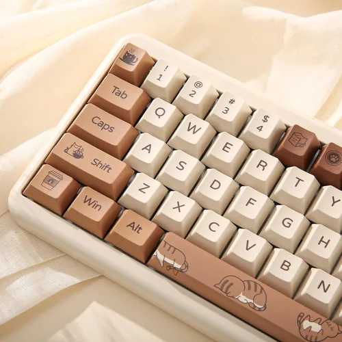 Vista 7 de YUNZII Coffee Cat Dye Sub PBT Keycaps, 152 teclas completas de sublimación por tinte, juego de teclas personalizadas con extractor de teclas