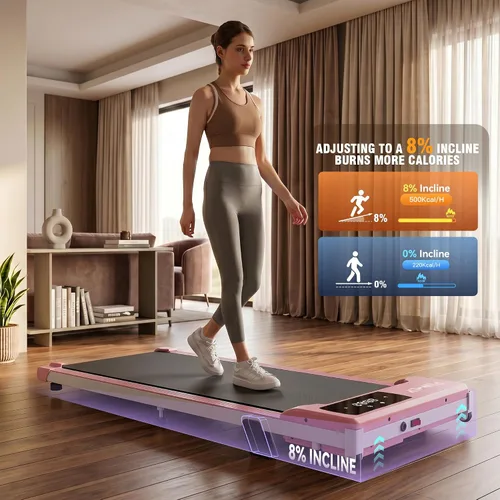 Vista 2 de Under Desk Treadmill, Walking Pad Treadmill for Home Office, 3.0 HP Portable Walking Treadmill 300 lb Capacity, Compact Walking Jogging Running