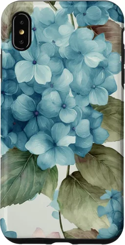 Vista 11 de Watercolor Shabby Chic Blue Hydrangeas Flower Case for iPhone 17
