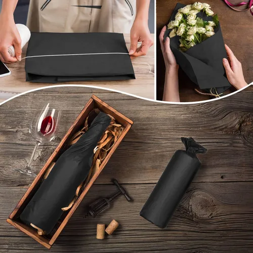 Vista 3 de 100 hojas de papel de seda negro Artdly de 14 x 20 pulgadas, papel de regalo negro a granel para bodas, cumpleaños, proyectos de bricolaje y Navidad