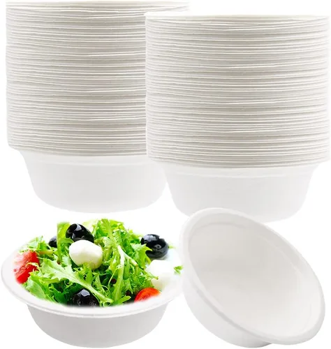Vista 8 de Lshfwn Paquete de 100 cuencos de papel desechables de 12 onzas, compostables resistentes, cuencos de bagazo ecológicos para fiestas, restaurantes