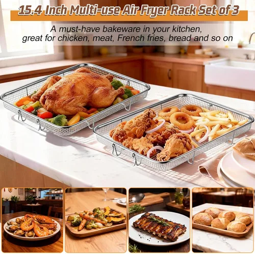 Vista 7 de P&P CHEF Cesta para freidora de aire de 15.4 pulgadas para horno, estante