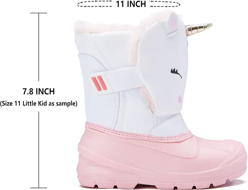 Vista 4 de MORENDL Botas de nieve para niños, impermeables, con forro de piel, cálidas, antideslizantes, para niños y niñas, para caminar al aire libre
