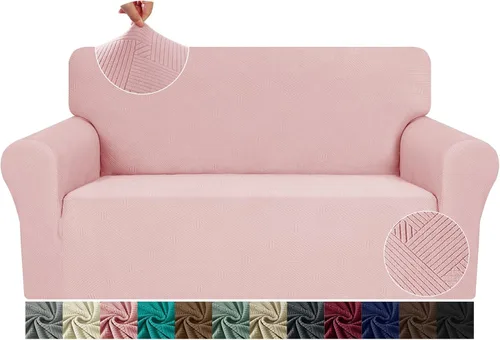 Vista 29 de JIVINE - Funda para sofá biplaza, 1 pieza elástica para sofá de 2 cojines, protector de muebles con parte inferior elástica para niños y mascotas