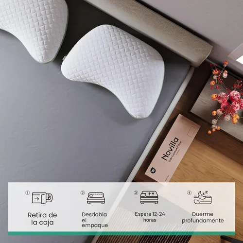 Vista 9 de Novilla Tencel - Almohada curvada para dormir lateral para aliviar el dolor Almohada ajustable CertiPUR-US de espuma viscoelástica triturada