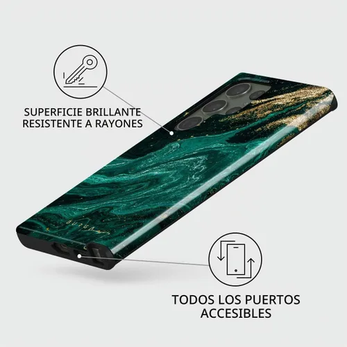 Vista 3 de BURGA Funda para teléfono compatible con Samsung Galaxy S23 Ultra, híbrida de 2 capas de carcasa rígida + funda protectora de silicona, color verde