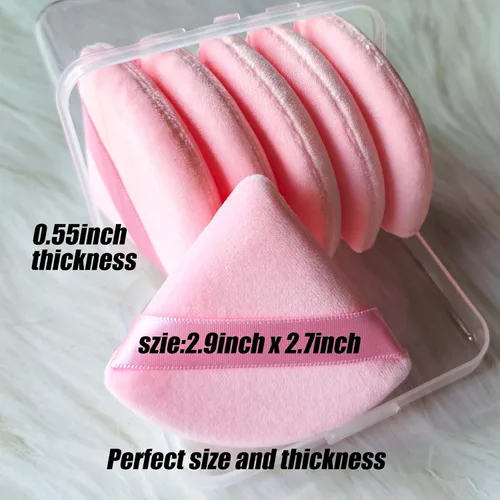 Vista 3 de Ocim 6 piezas de esponjas para polvo facial, esponjas de terciopelo suaves y triangulares para maquillaje, esponjas prensadas, esponjas aplicadoras