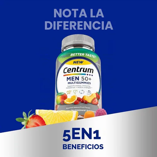 Vista 9 de Centrum MultiGummies de plata para hombres de 50 años, 140