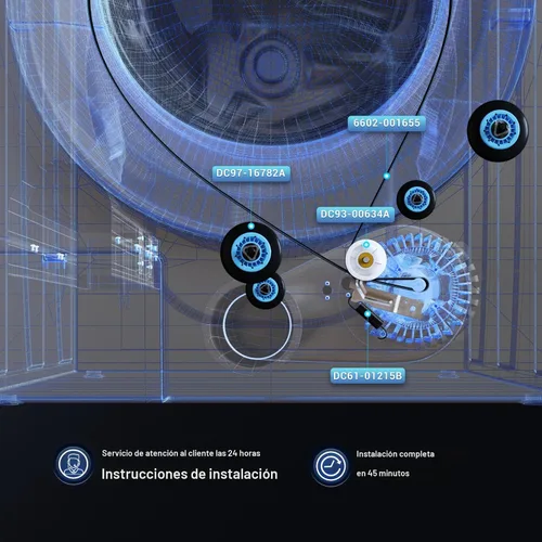 Vista 5 de Kit de reparación de secadora Samsung mejorado para DC97-16782A Kit de reemplazo de rodillo de secadora Samsung, DC93-00634A polea loca de secadora