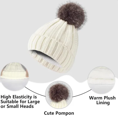 Vista 3 de Conjunto de guantes de invierno para mujer, gorro de forro polar, bufanda para pantalla táctil, guante 3 en 1