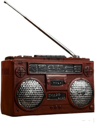 Vista 7 de Estatua retro de radio para decoración del hogar, figura de TV retro para estante, estantería, mesa, oficina, sala de estar (radio)