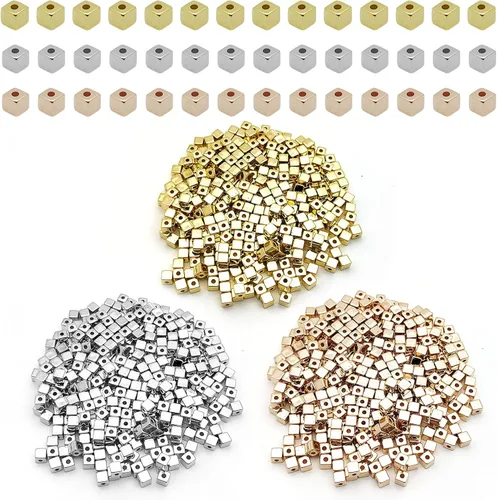 Vista 16 de 1000 cuentas espaciadoras redondas planas para manualidades, cuentas de disco de 5 colores para hacer joyas, pulseras, collares, aretes y 1000pcs; 5