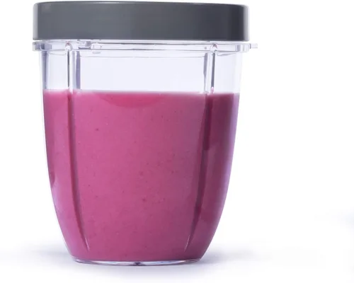 Vista 2 de Taza corta NutriBullet de 18 onzas con anillo de borde estándar, transparente/gris (NBM-U0269)