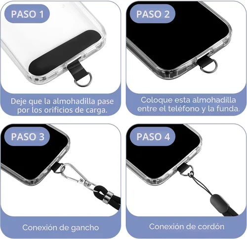 Vista 2 de CACOE Cordón para teléfono celular 2 piezas - 1 pieza correa ajustable para el cuello, 1 pieza correa de muñeca, 2 piezas almohadillas, cruzado