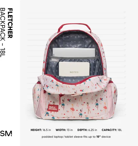 Vista 5 de Simple Modern Mochila para niños y niñas escolares, Disney Arcoiris princesa, 18 L