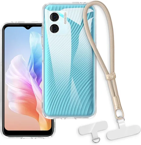 Vista 13 de Estuche y correa de muñeca para Doogee N50 - transparente+negro Funda protectora 2 en 1 para teléfono de 6.52 pulgadas con cordón desmontable