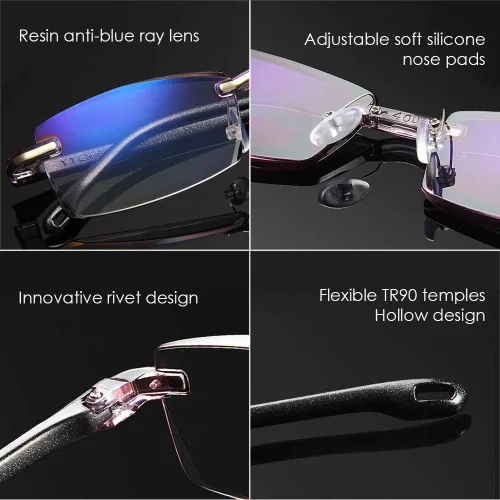 Vista 4 de LUFF Premium Computer Reading Glasses Blue Light Blocking Diamond Cut Edge Design Spectacle Readers for Men