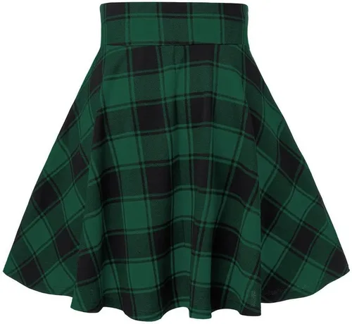 Vista 4 de 2 Piece School Girl Outfit Costume For Women Rave Outfit One-Shoulder Vest Top Plaid Skirts For Women