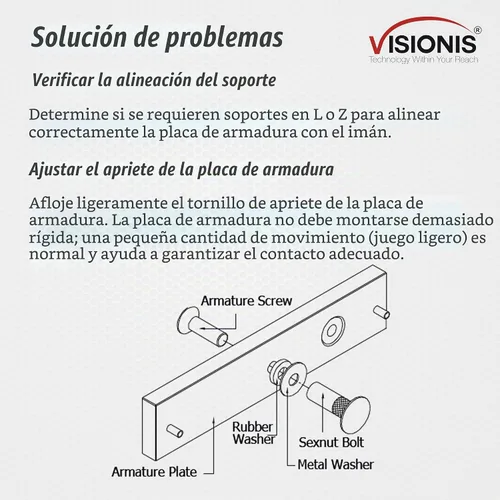 Vista 7 de Visionis - Cerradura electromagnética para puerta, 1200 libras, sensor LED