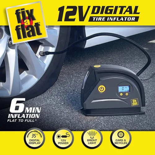 Vista 3 de Fix-a-Flat Inflador de neumáticos S40074, compresor de aire portátil para automóvil, apagado automático Inflate Right, con pantalla digital de 99
