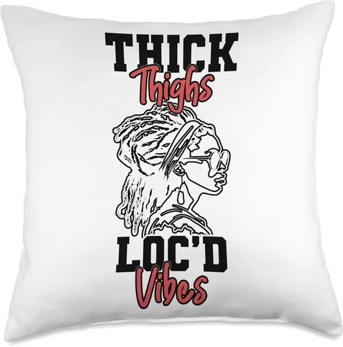 Vista 4 de Locs Afro Dreadlocks Love Natural Beauty Hair Locd Thick Thighs Loc'd Vibes Afro Hair - Almohada africana americana, 16 x 16 pulgadas, multicolor