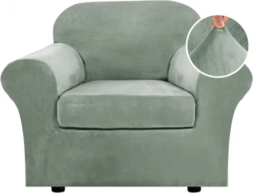 Vista 108 de H.VERSAILTEX - Funda elástica para sofá de 2 piezas, funda protectora de terciopelo, suave, con parte inferior elástica, con un ancho de hasta 49
