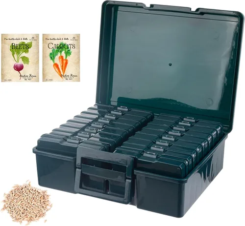 Vista 8 de Caja de almacenamiento de semillas verde oscuro con 6 cajas pequeñas interiores de 57 pulgadas, caja de almacenamiento de herramientas portátil