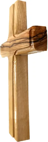 Vista 8 de Cruz de pared de madera de olivo de Zuluf de Belén 12 cm Hecha a mano, decoración cristiana y católica, regalo navideño para colgar en la pared