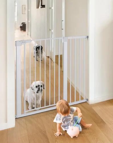 Vista 19 de COMOMY - Puerta de bebé de 76 cm de alto para escaleras y umbrales, se ajusta a aberturas de 75 cm a 103 cm de ancho, puerta para perros de cierre