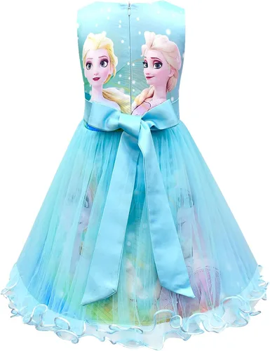 Vista 2 de KidWorld Princess Snow Costume Party Dress Little Girls Queen Cosplay Dress up with beautiful hairpins