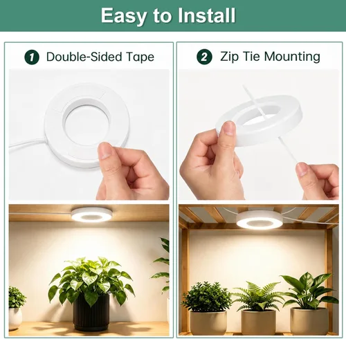 Vista 5 de LORDEM Luz de cultivo para plantas de interior, 48 luces LED de techo de espectro completo, lámpara de cultivo con cable de 5 V con interruptor