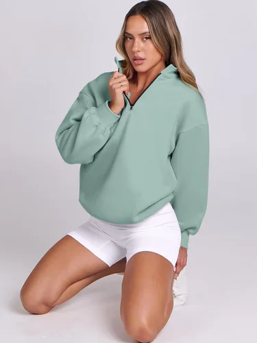 Vista 6 de ANRABESS Sudaderas de gran tamaño para mujer, sudaderas con capucha y media cremallera de 14, ropa de otoño 2024 Y2k