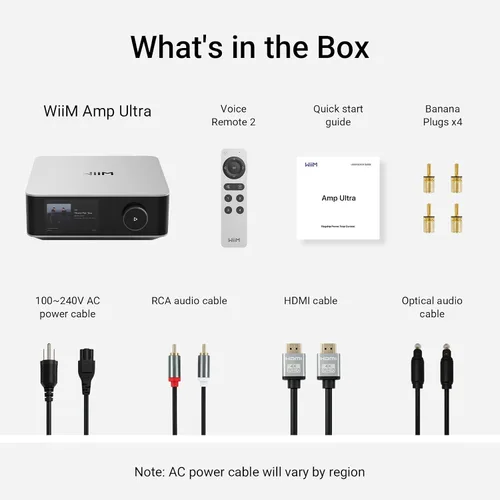 Vista 9 de WiiM Amp Ultra con control remoto por voz 2 Amplificador de transmisión de 100W con DAC ESS ES9039Q2M premium y amplificadores TI TPA3255 duales