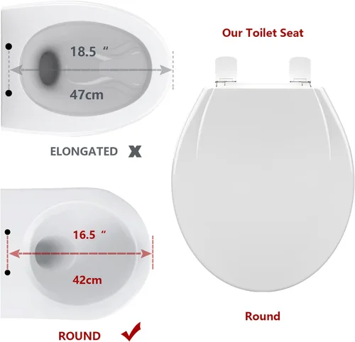 Vista 5 de Asiento de inodoro redondo de cierre lento, fácil de instalar y limpiar, asiento de inodoro de cierre suave, asiento desmontable para uso