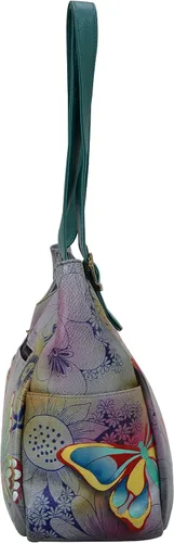 Vista 4 de Anna by Anuschka Women's Genuine Leather Shoulder Bag - Hand Painted Original Artwork Exterior