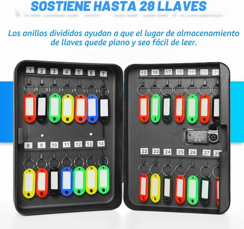 Vista 4 de Caja de llaves de acero para 28 llaves con código, llaveros