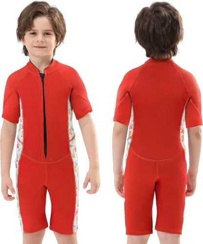 Vista 15 de Traje de neopreno de 3 mm para niños, niñas, niños pequeños y jóvenes; traje de baño completo térmico para agua fría; cremallera en la espalda